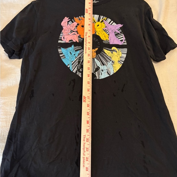 Pokémon Graphic Black T-Shirt Women’s Large 100% Cotton Pink Yellow Blue - Picture 4 of 7